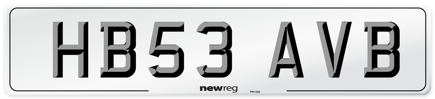 HB53 AVB Number Plate from New Reg